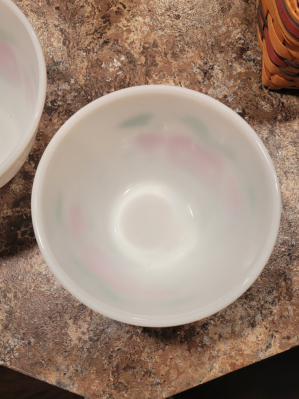 vintage Fire-King "Apples and Cherries" Milk Glass mixing bowls. Set Of 3. - Picture 10 of 16